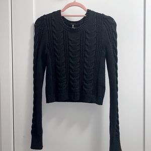 LIKE NEW! FREE PEOPLE GREY CABLE KNIT SWEATER XS